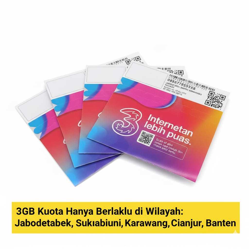 Kartu Perdana Three Tri 3 0K, Kartu Perdana Kuota 3GB Paket Data Internet 24Jam