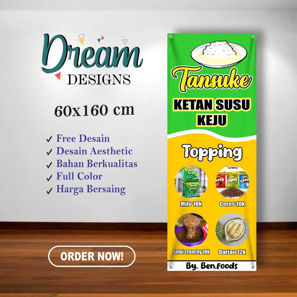 Jual Cetak Spanduk Banner 60x160 cm ketan susu keju