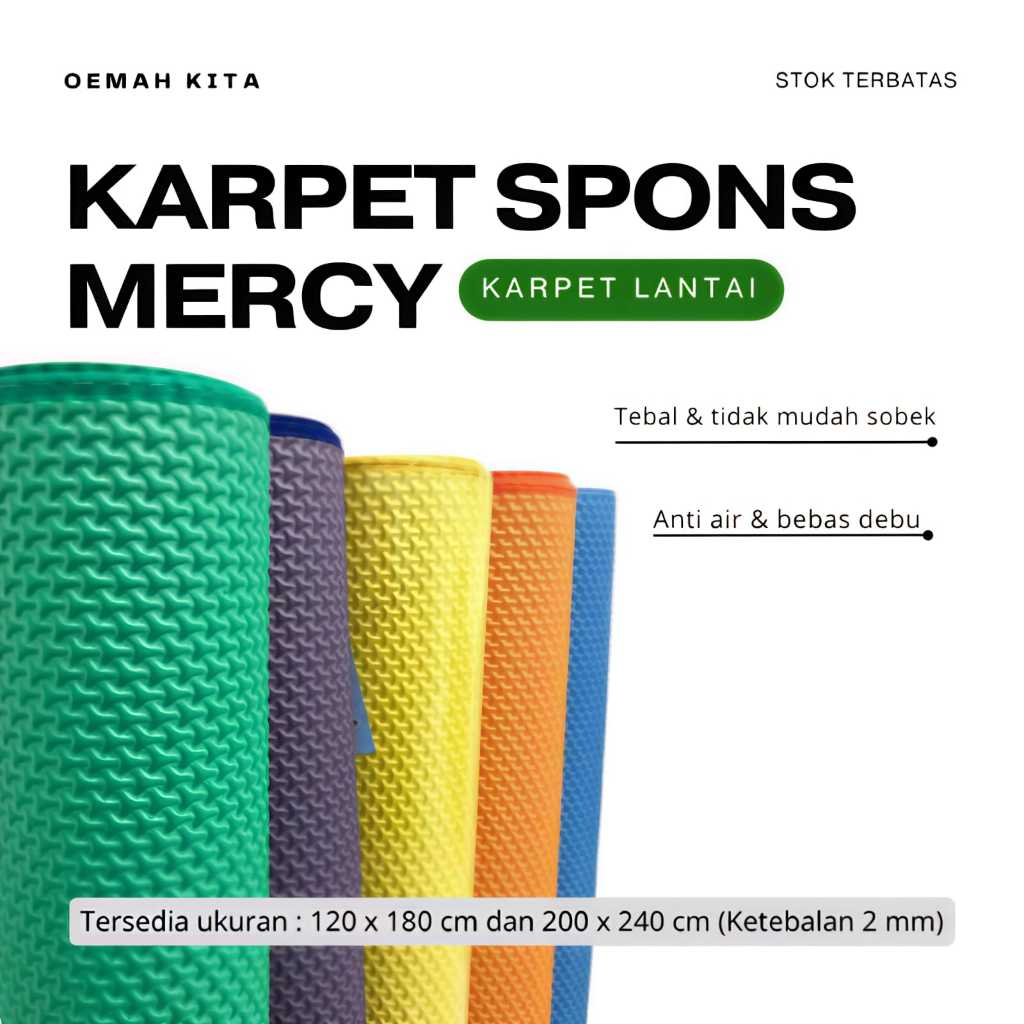 Karpet Spon Mercy Bentol 120x180cm Spons Karpet Lantai | Tikar Spon Evamatic | Alas LantaiTikar Karp