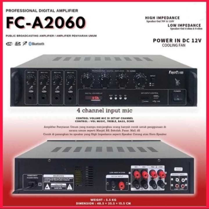 Amplifier power mixer TOA bluetooth firstclass fc a2060 fc a 2060