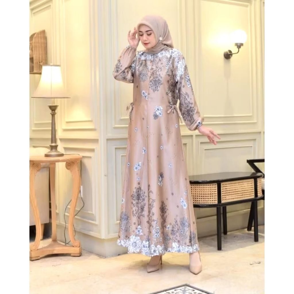 Gamis Rinjani/Gamis motif bunga/Gamis terbaru/Gamis seragaman pengajian/GAMIS Jumbo LD 130