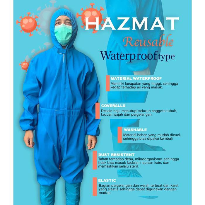 Baju Overall Kerja APD Hazmat Parasut Anti virus - Bakteri - Covid19 - Anti air dan darah Waterproof