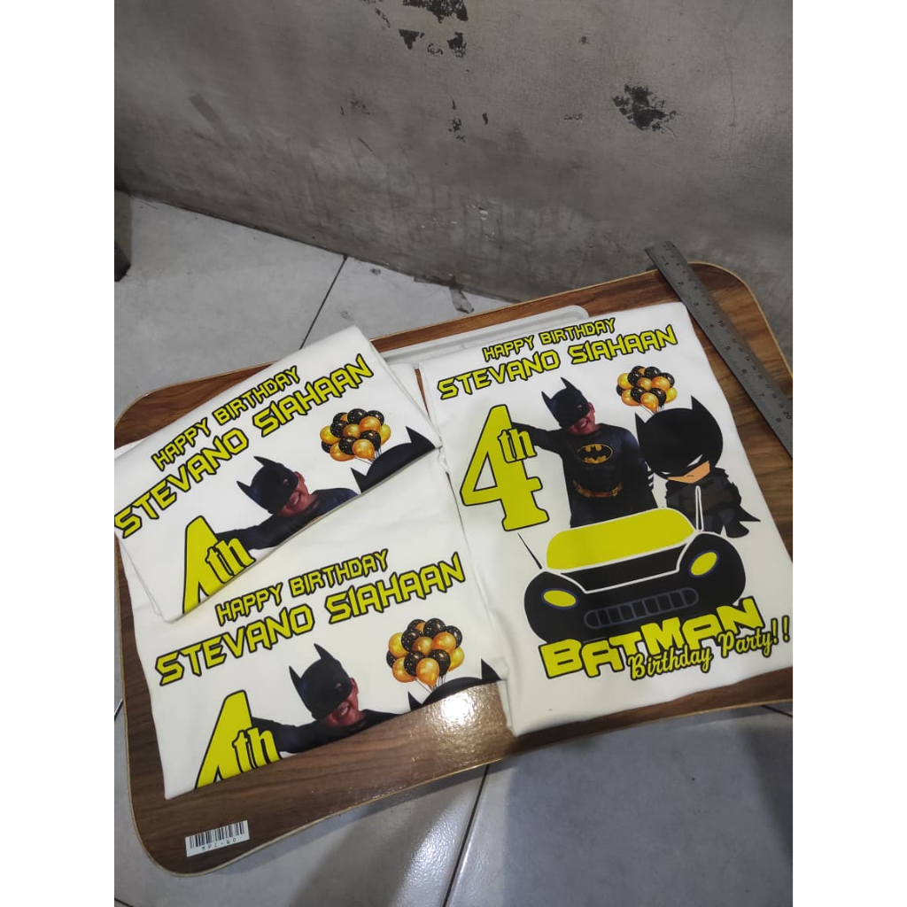 Kaos Custom Ulang Tahun Anak Tema Batman/ kaos ultah anak laki laki batman / FREE design & tambah na