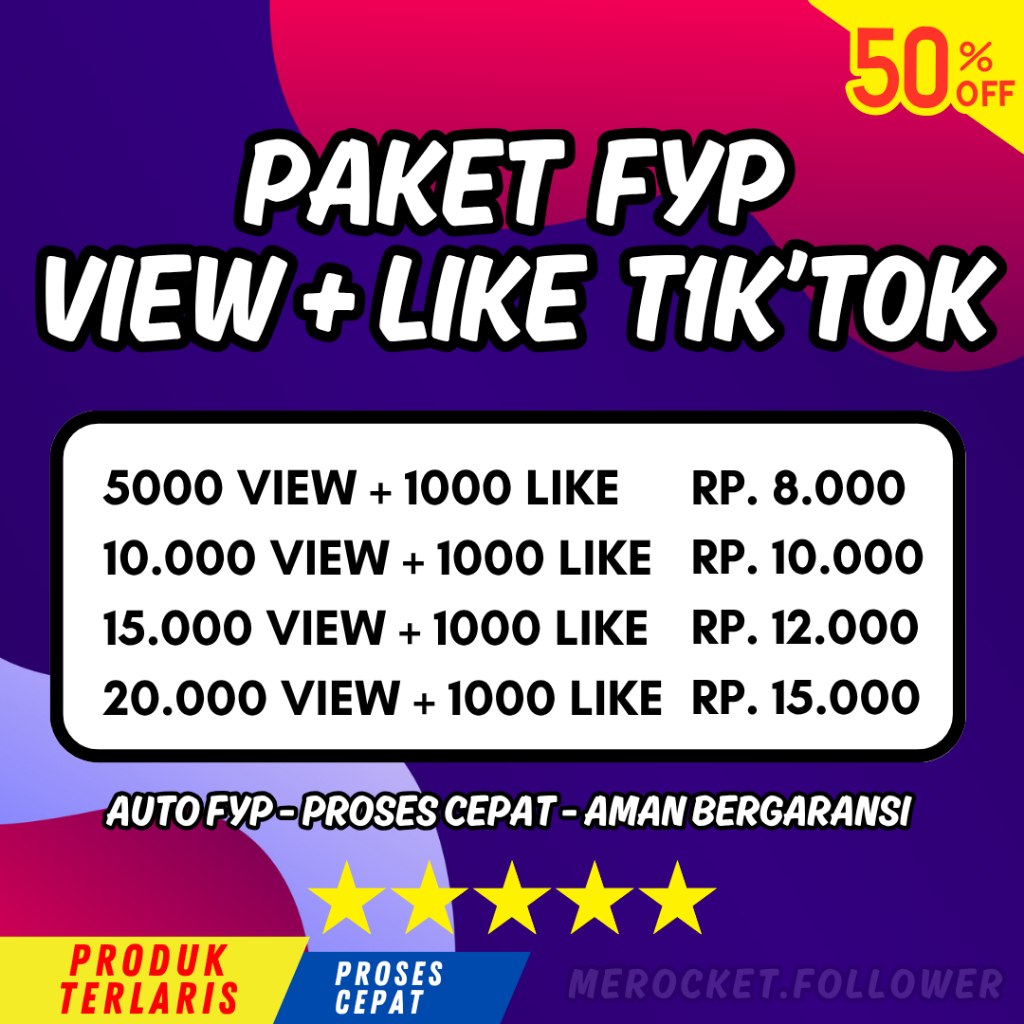 PROMO Paket FYP Tiktok 10000 View Like Premium Murah Aman Cepat Bergaransi Penonton Tiktok Aktif Mur