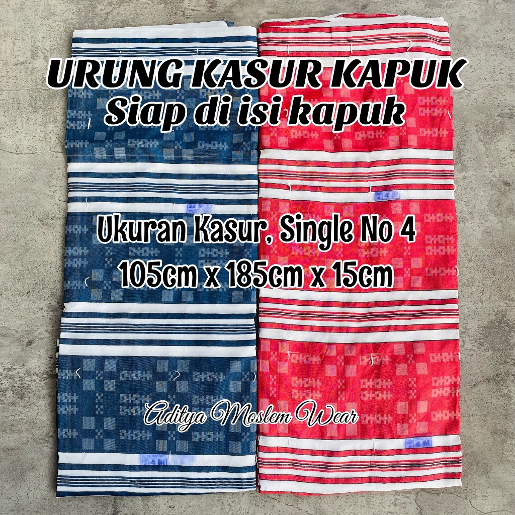 Urung Kasur Kapuk No 4 Single Ukuran 105x185cm Motif Salur Sarung Kasur Isi Kapuk Kulit Kasur Katun