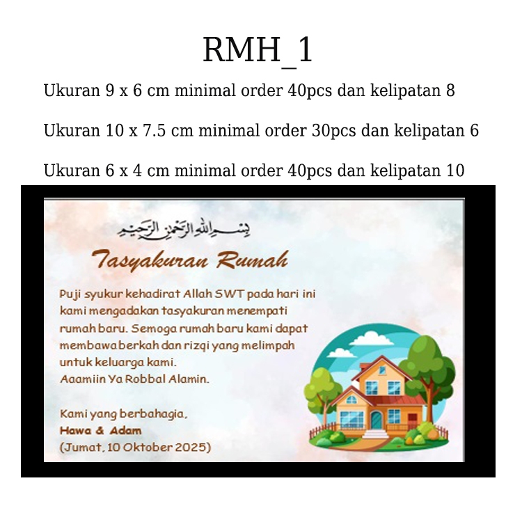 Kartu / Stiker Tasyakuran Rumah Baru