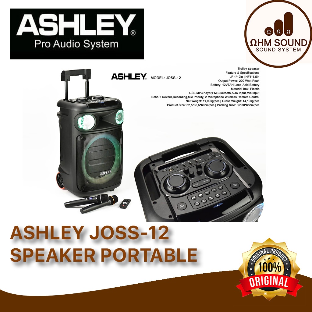 PROMO Speaker Portable Ashley Joss-12 ASHLEY PORTABLE SPEAKER JOSS 12 JOSS12 ORIGINAL