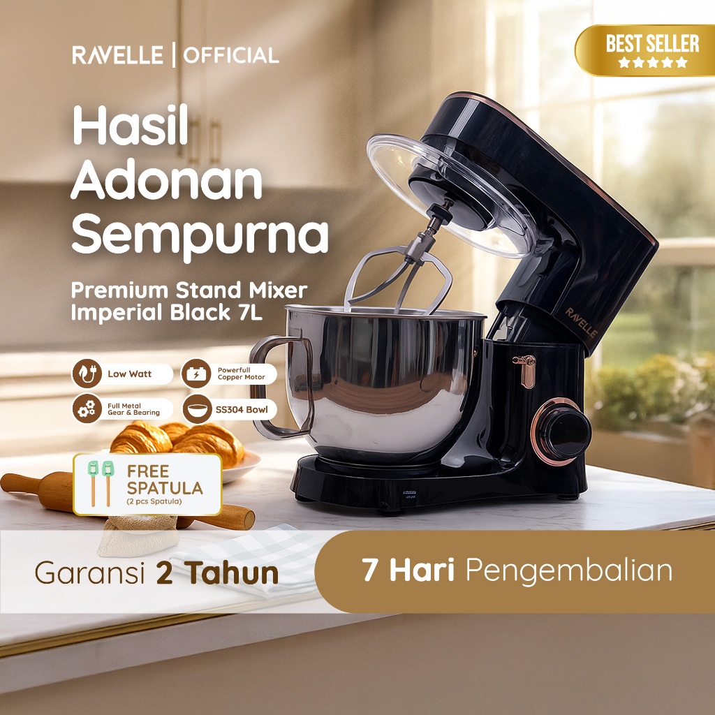 RAVELLE Premium Stand Mixer 7L Imperial Electric Mixer - Pengaduk Adonan Roti dan Kue