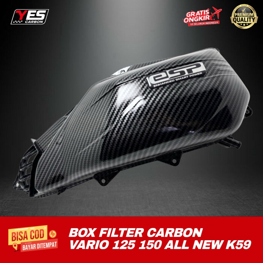 TUTUP FILTER VARIO 125 150 ALL NEW K59 CARBON • Cover Box Filter Vario 150cc 2018-2024 Carbon Karbon