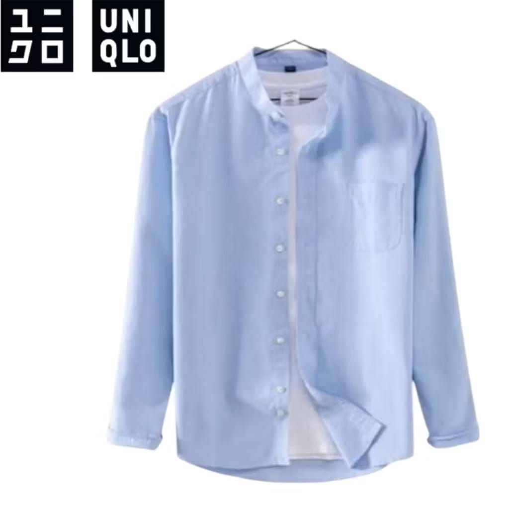 Kemeja pria lengan panjang kerah shanghai kemeja pria lengan panjang  polos koko jumbo