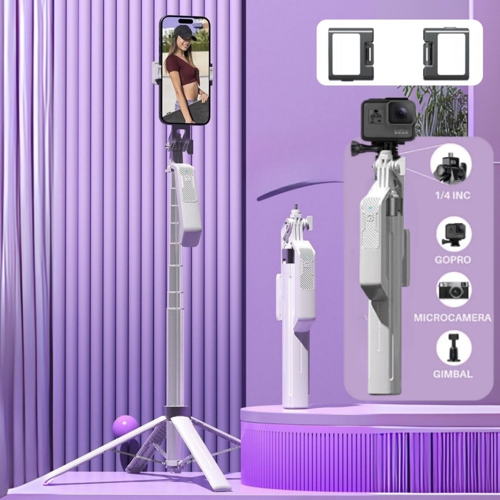 P19 TRIPOD TONGSIS GIMBAL HOLDER HP KAMERA 4 KAKI ALLOY ANTISHAKE KOKOH KONTEN