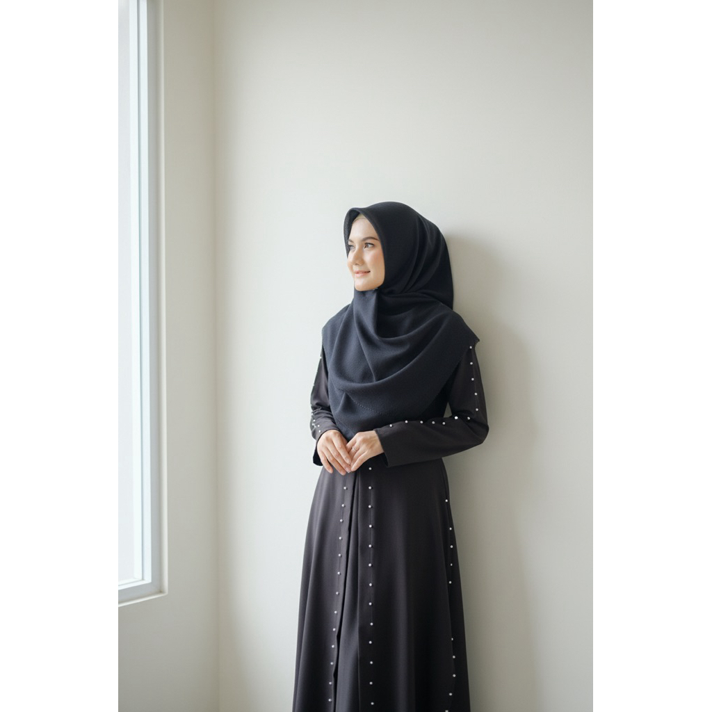 SADYA Abaya | Abaya Mutiara Abaya Hitam Mewah Elegan Abaya Arab Abaya Turkey Abaya Polos Abaya Mutia