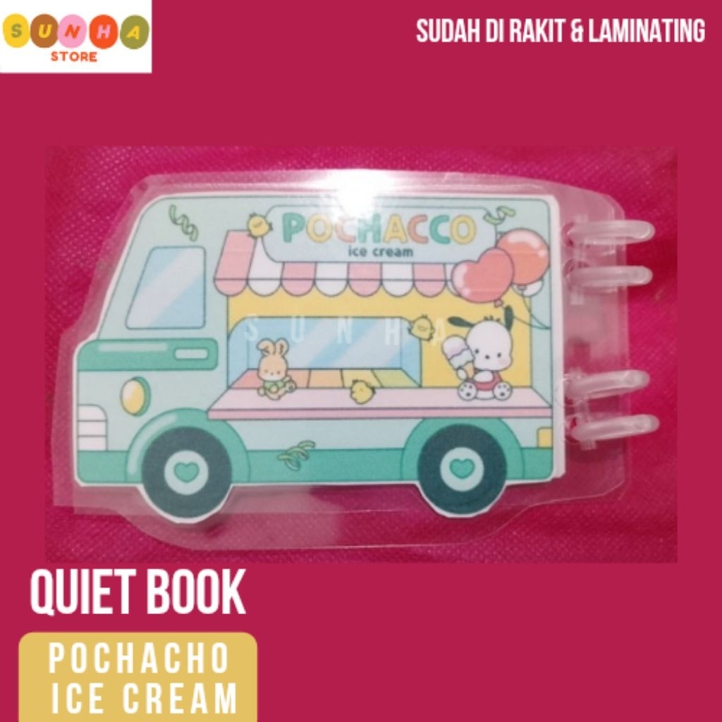 Quiet Book Mobil Eskrim Pochacho / rumah rumahan kertas / paper dool book mobil pochaco