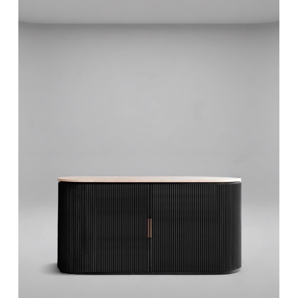 buffet meja tv kayu jati marmer salur cabinet