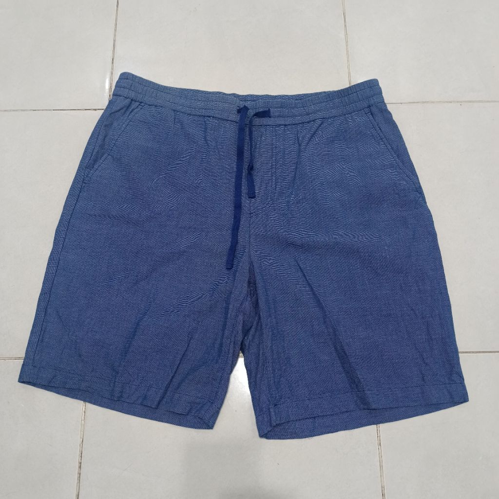 celana pendek short relaxed pants Polham biru denim size L 34-36 original murah