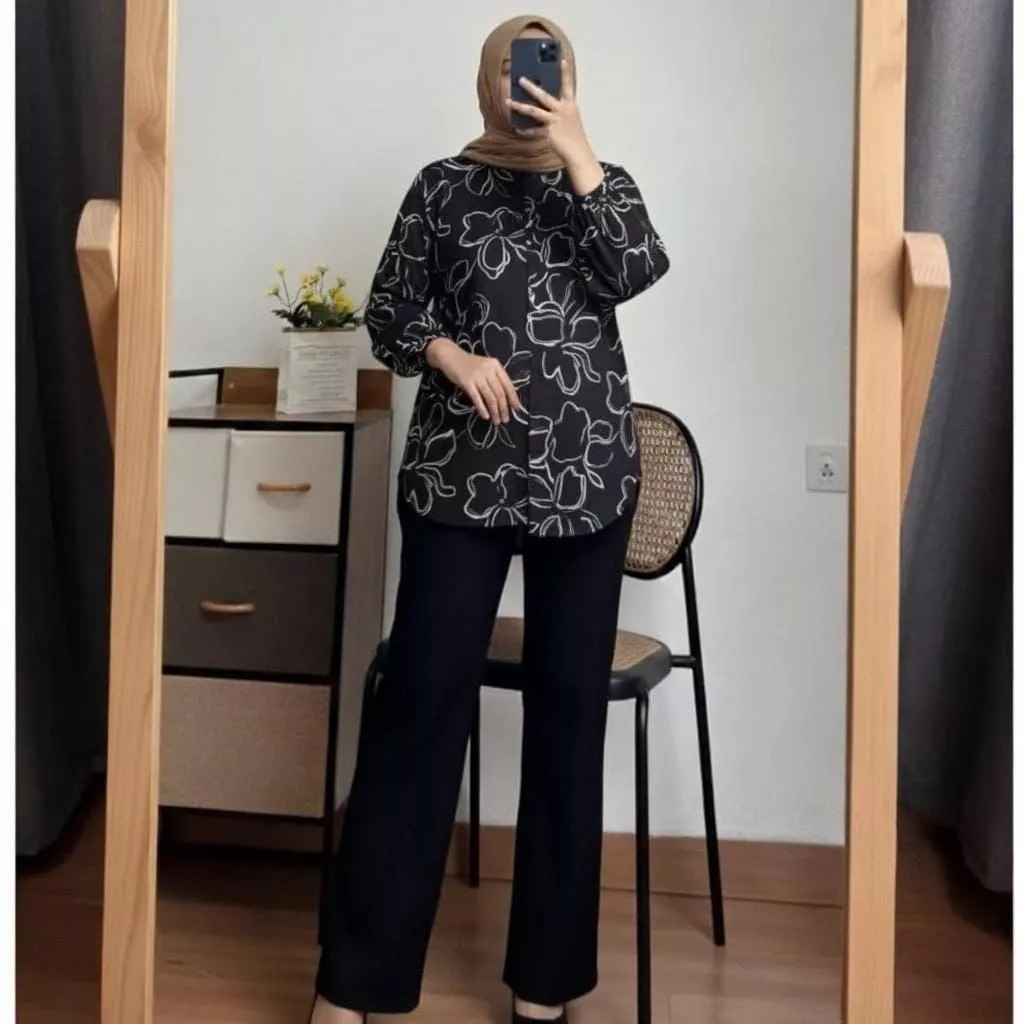 ULRICA LYLA SETELAN RAYON MIX CRINCLE WANITA KEKINIAN // SETELAN RAYON ATASAN KEMEJA CELANA KULOT BA