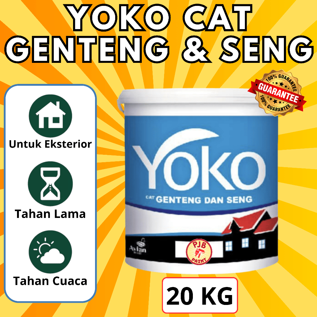 YOKO CAT GENTENG DAN SENG EKONOMIS HASIL MENGILAP TAHAN CUACA / KEMASAN 20 KG (PAIL)