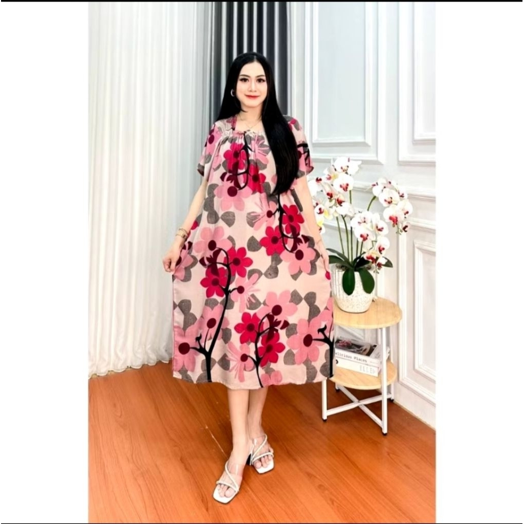 Daster Fuji Pendek Jumbo Kekinian Terbaru Kerut Dada