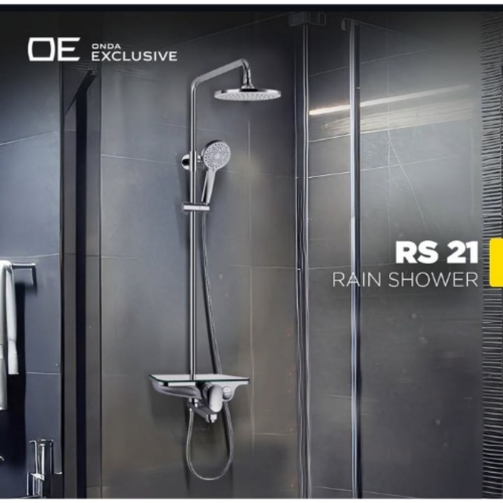 OE Shower New Tiang Full Set RS 21 Mewah Keran Mixer panas dingin, rain shower, Hand shower, kran wu