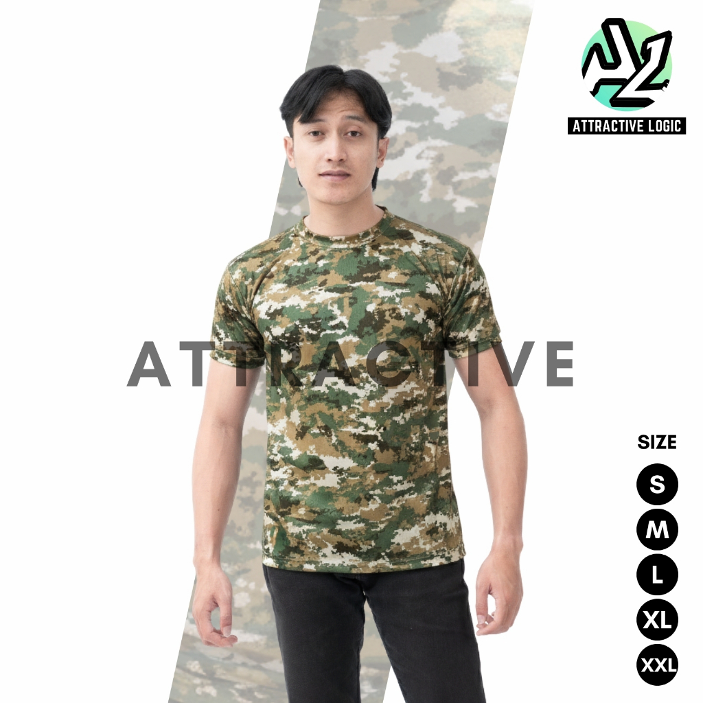 KAOS LORENG DRYFIT MALVINAS SAGE GREEN LENGAN PENDEK - ATTRACTIVE