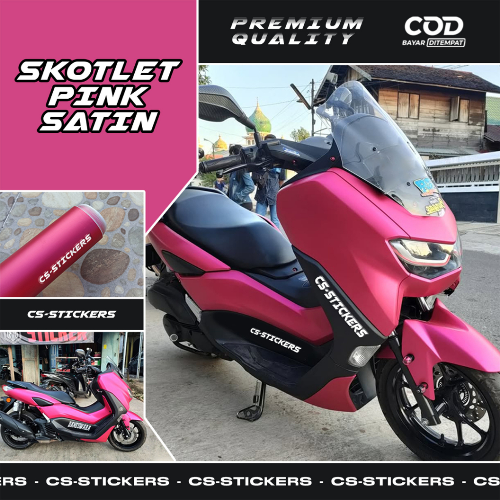 Stiker Skotlet Pink Metalik Doff Matte Chrome Merah Muda Satin Cover Pelindung Motor Premium
