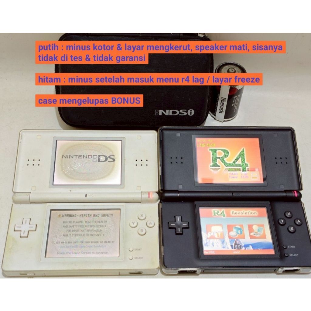 Set damage minus nintendo DS lite NDS black white handheld console
