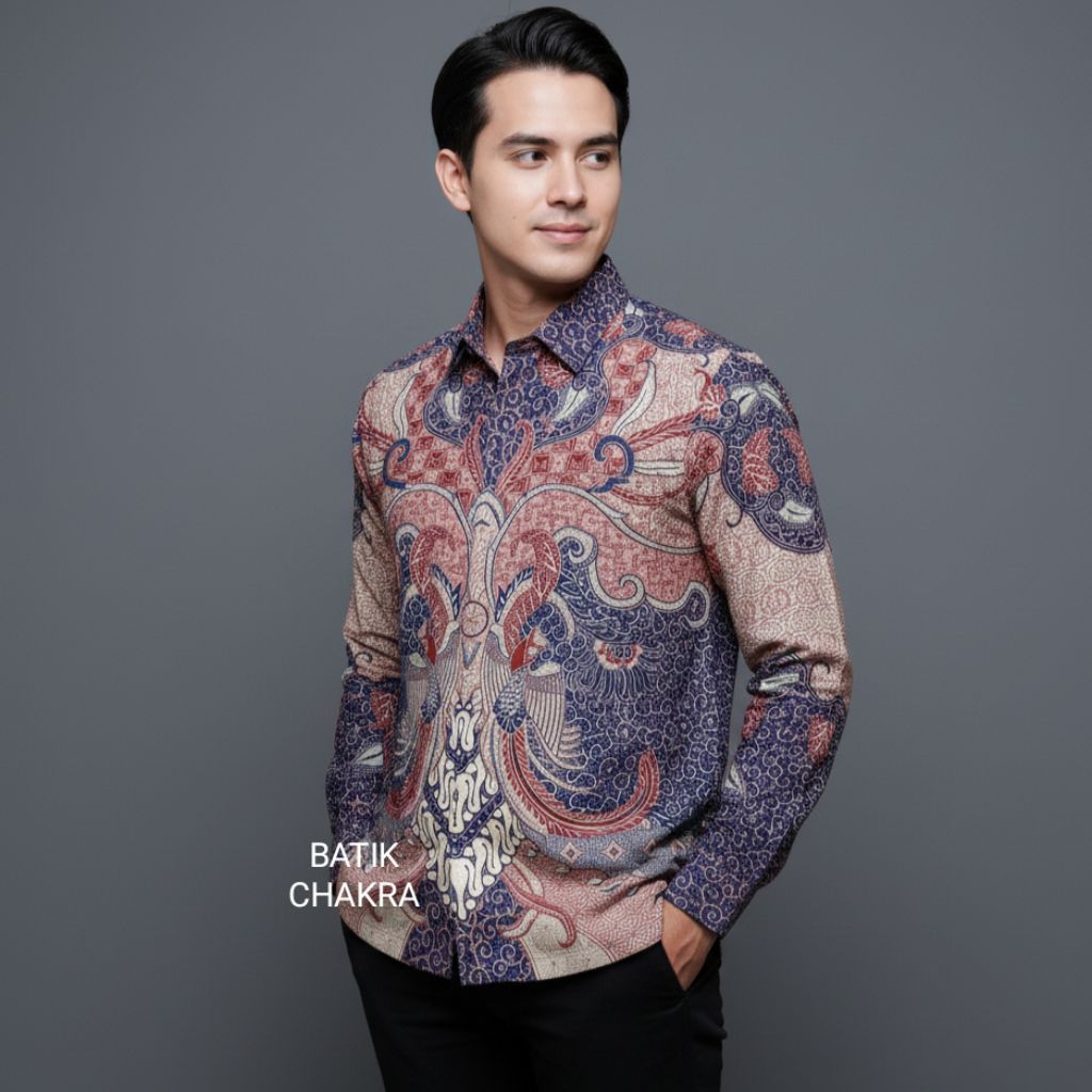 batik pria SALEM Kemeja batik pria SALEM lengan panjang lapis furing bahan katun motif terbaru SALEM