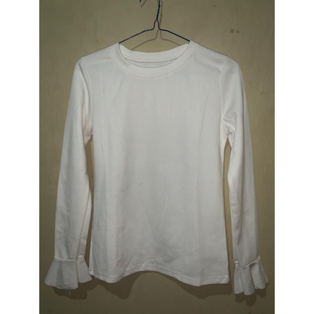 pl atasan wanita putih lengan panjang