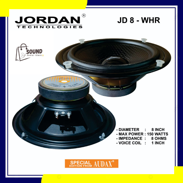 SPEAKER JORDAN AUDAX 8in 8 inch WOOFER JD 8 WHR 150 WATT ORIGINAL