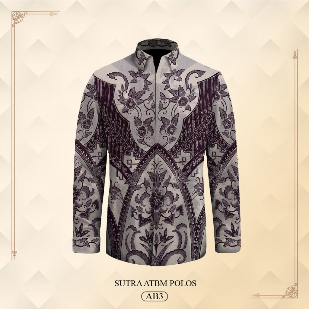 Kemeja pria lengan panjang pola batik tulis bahan atbm sutera premium baju batik tulis polosan pria 