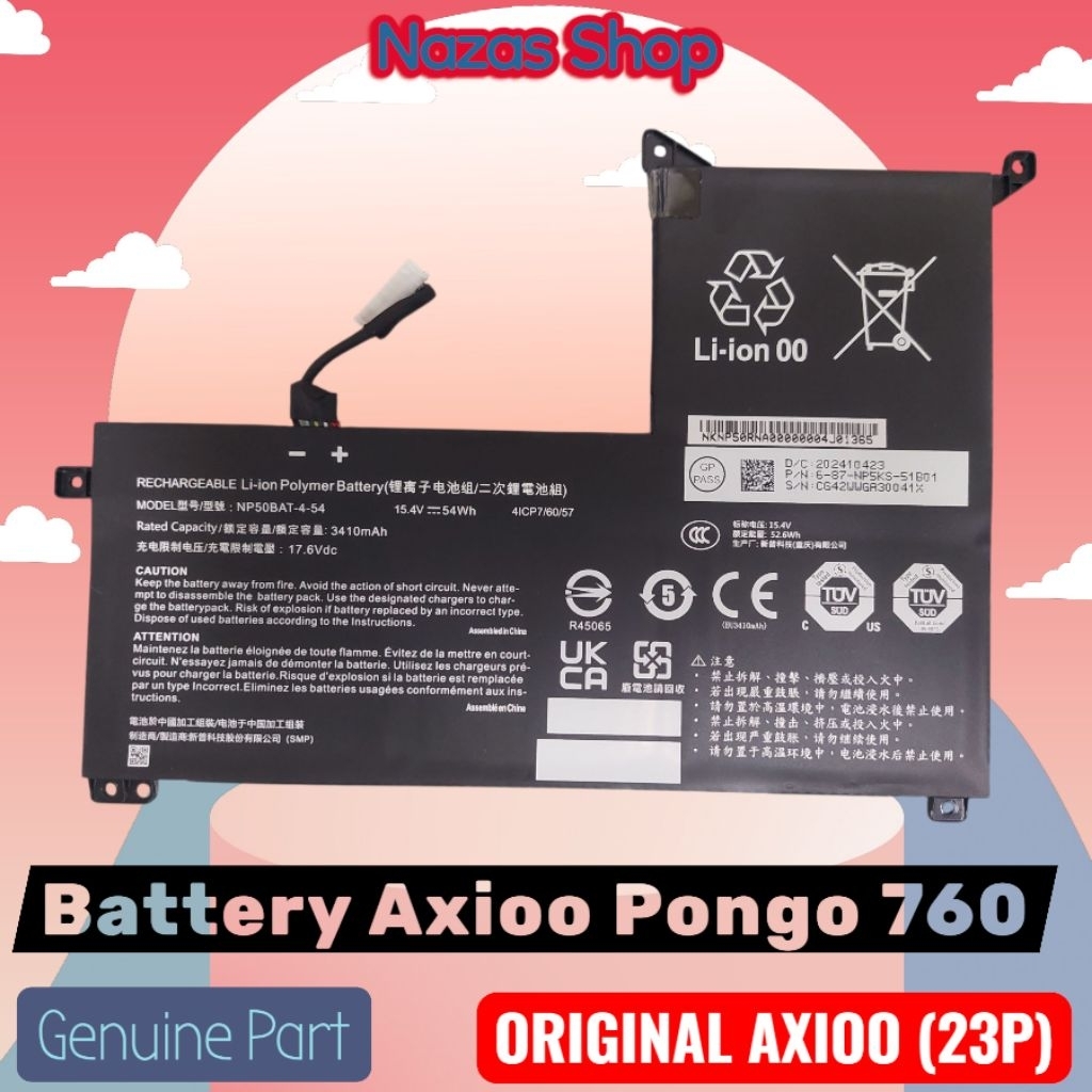 Batre Baterai Axioo Pongo 725 Pongo 760 NP50BAT -4-54 Ori