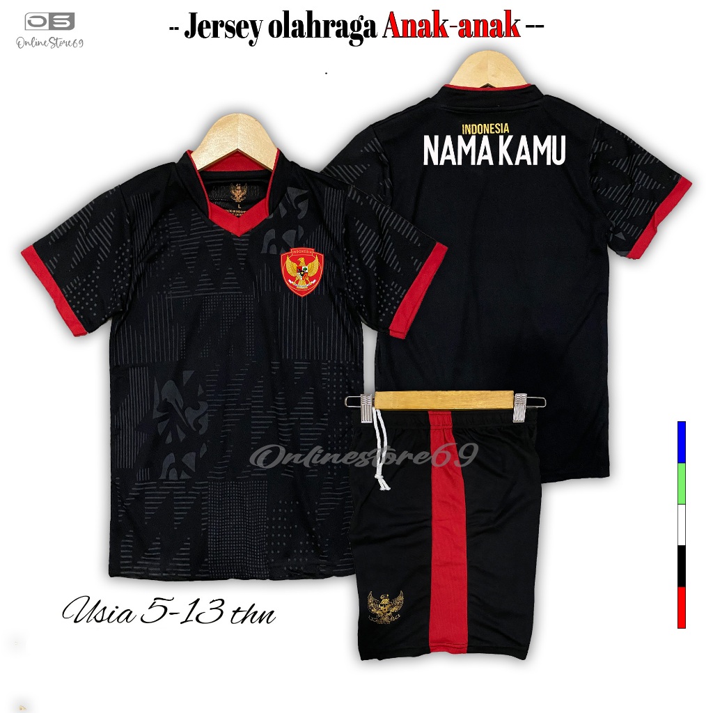 Baju timnas anak free custom nama / kaos timnas indonesia / jersey timnas custom nama