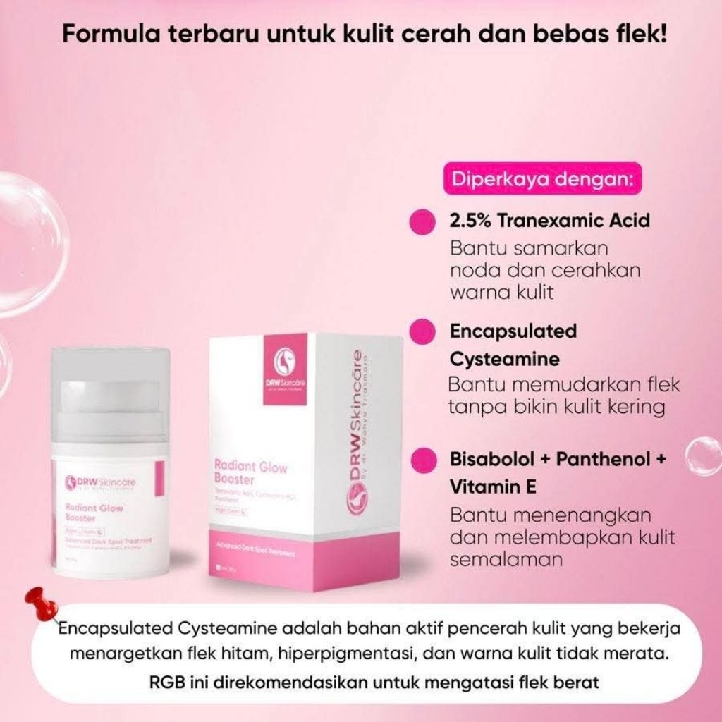 Drw Skincare Radiant Glow Booster Cream Malam Normal Glowing Susah Cerah Flek Berat