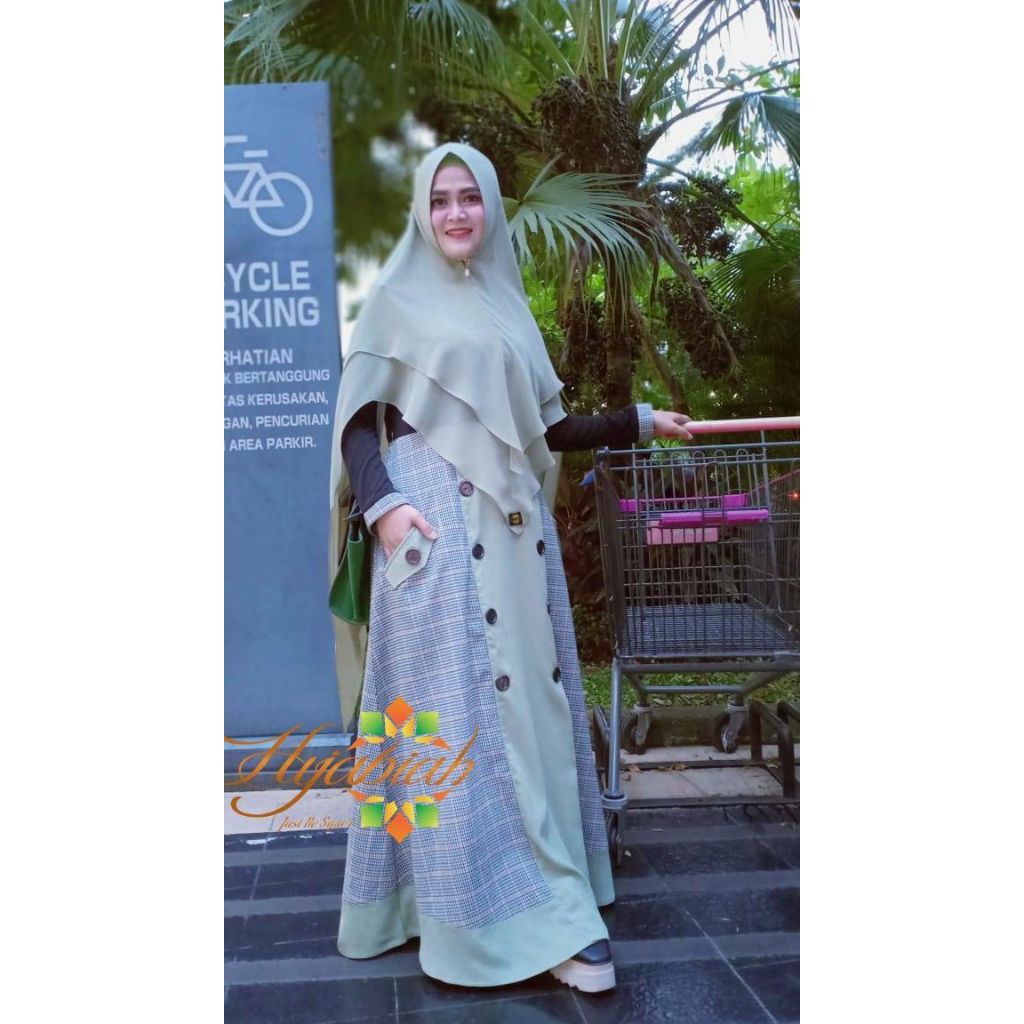 [ORIGINAL] HIJABIAH - AZKA GAMIS SET KHIMAR OLIVE SAGE - BUSUI FRIENDLY - LIMITED