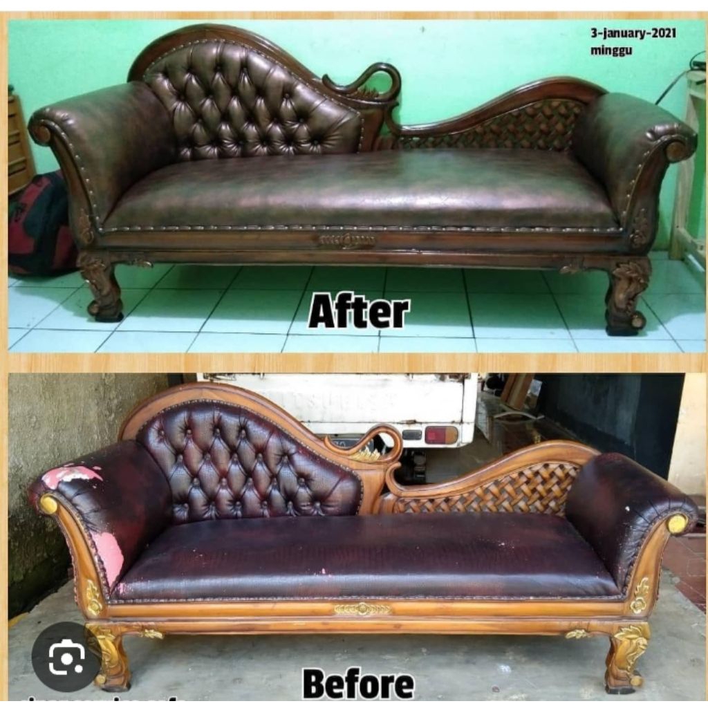 servis sofa & bikin baru rubah model ganti kulit lain tambah busa