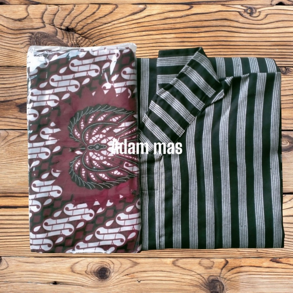 Setelan Baju Lurik Pria Adat Jawa/Set Atasan Dan Bawahan Tradisional Jawa/Setelan Lurik Pria Dewasa