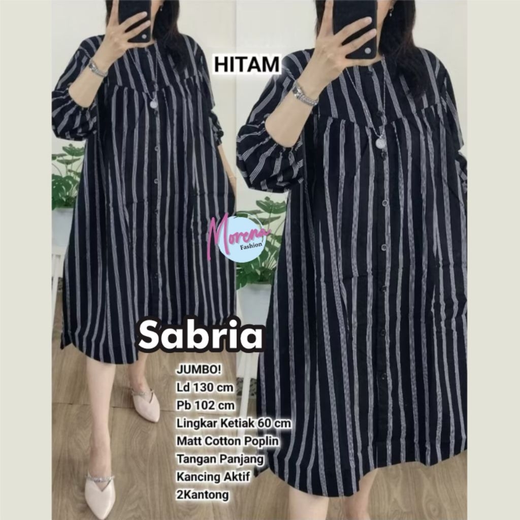 ATASAN LONG TUNIK JUMBO/SABRIA/BLOUSE LONG TUNIK WANITA KATUN POPLIN JUMBO LD 130 CM FIT XXXL