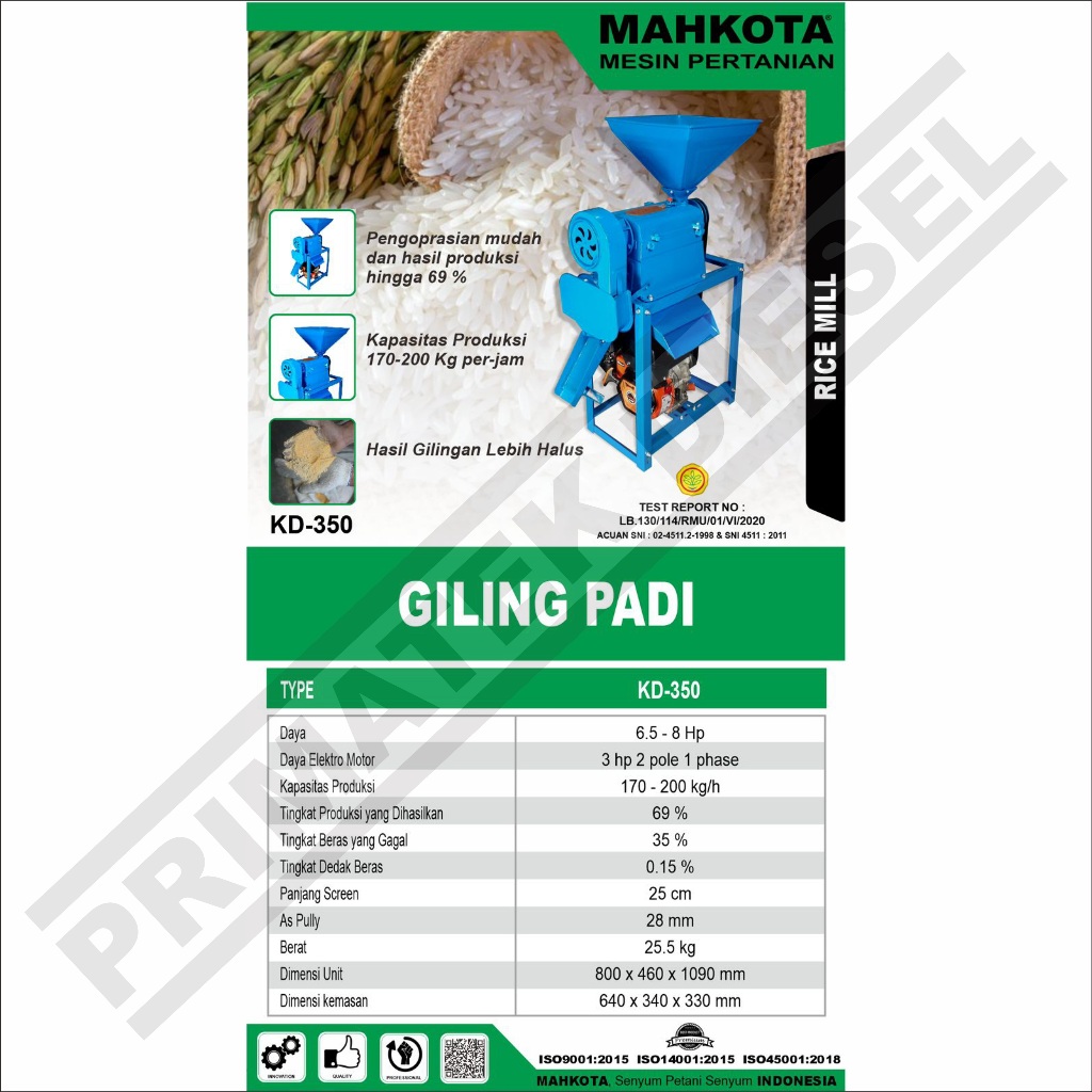 (MAHKOTA KD350) Mesin penggiling Padi KD350 MAHKOTA / Rice Polisher Beras Kebi Mini MAHKOTA KD 350 /