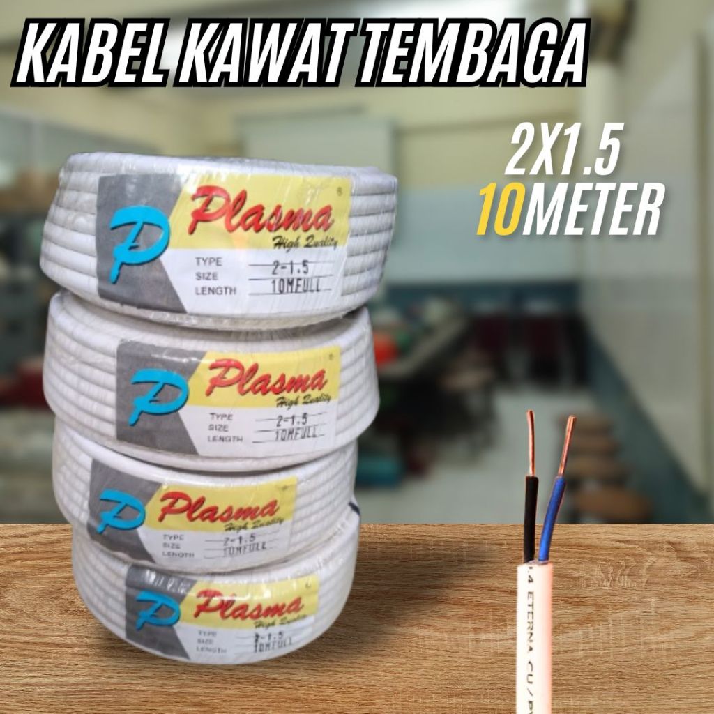 KABEL KAWAT 2X1,5 10 METER KABEL LISTRIK KAWAT INDUSTRIAL CABLE