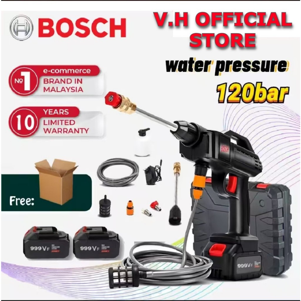 [COD] BOSCH 999VF Semprotan Air Tekanan Tinggi Jet Cleaner Tanpa Kabel Nozzle Ganti Mudah