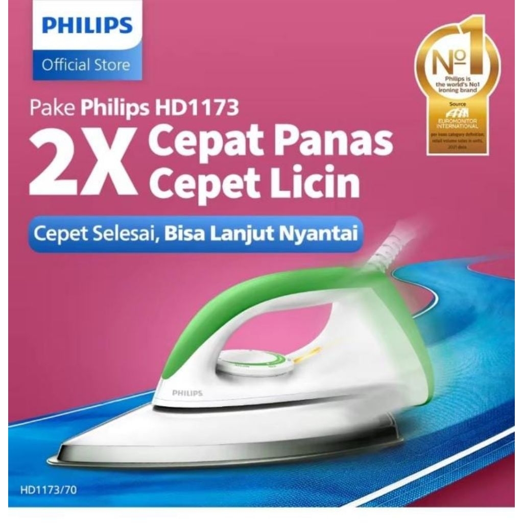 Setrika Philips Classic Setrika Kering HD-1173 / 350W - Hijau
