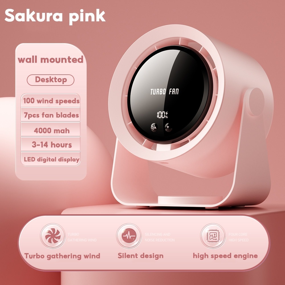 Kipas Mini NS 22 Strong Wind 100 Gear Wind Speed kipas Meja Dinding Digital Display Adjustable Turbo