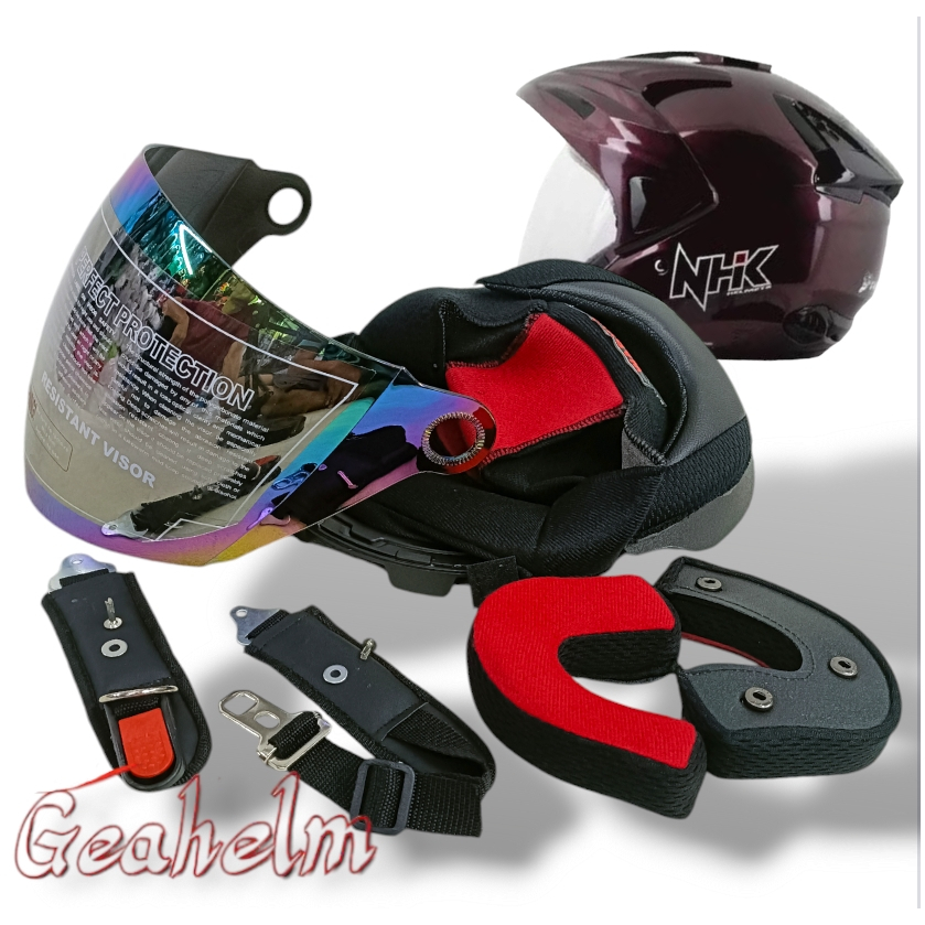 NHK Busa Helm Predator Single Visor Tipe Lama Kancing Besi Plus Visor dengan Proteksi Optimal dan Ta