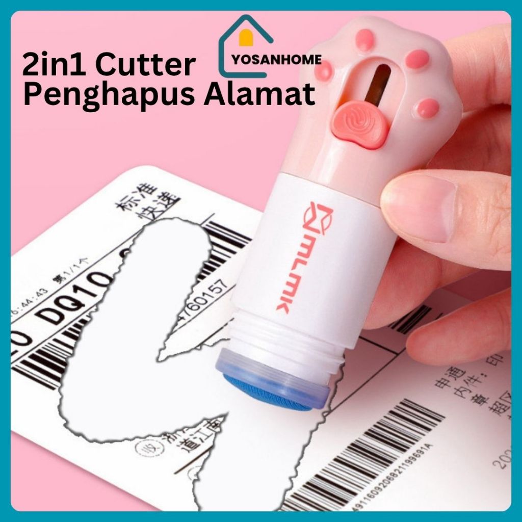 Cutter dan Penghapus Alamat Resi Paket Information Remover Receipt Cutter Mini 2in1