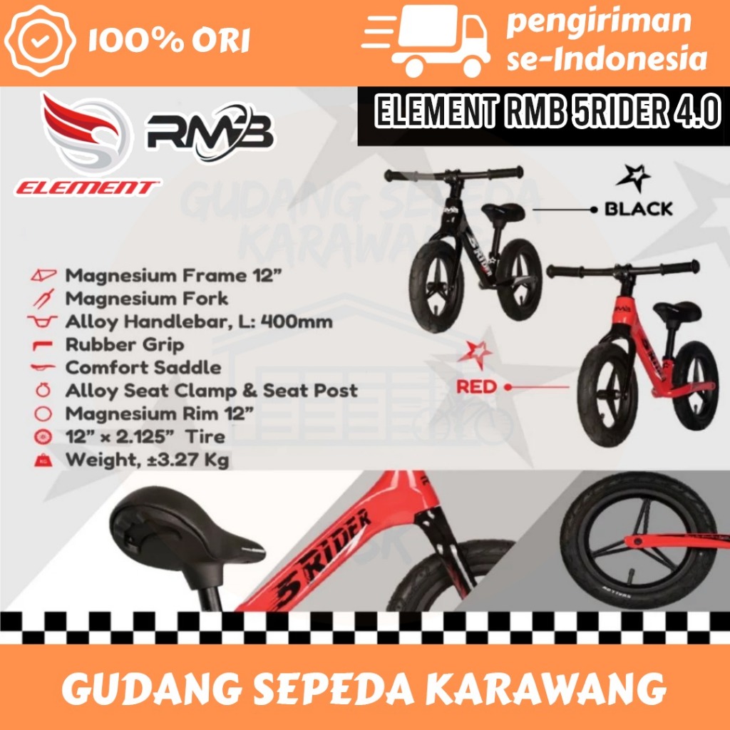 SEPEDA ANAK PUSHBIKE PUSH BIKE BALANCE BIKE ELEMENT RMB 5RIDER 4.0 MAGNESIUM FRAME