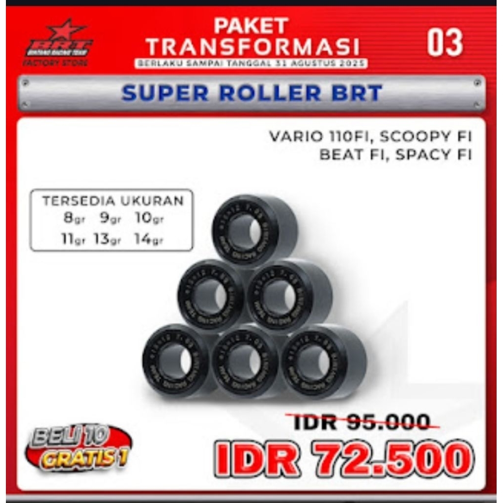 ROLLER BRT RACING BEAT FI SCOOPY FI SPACY FI VARIO 110 FI VARIO 110 KARBU 8G 9G 10G 11G 13G 14G