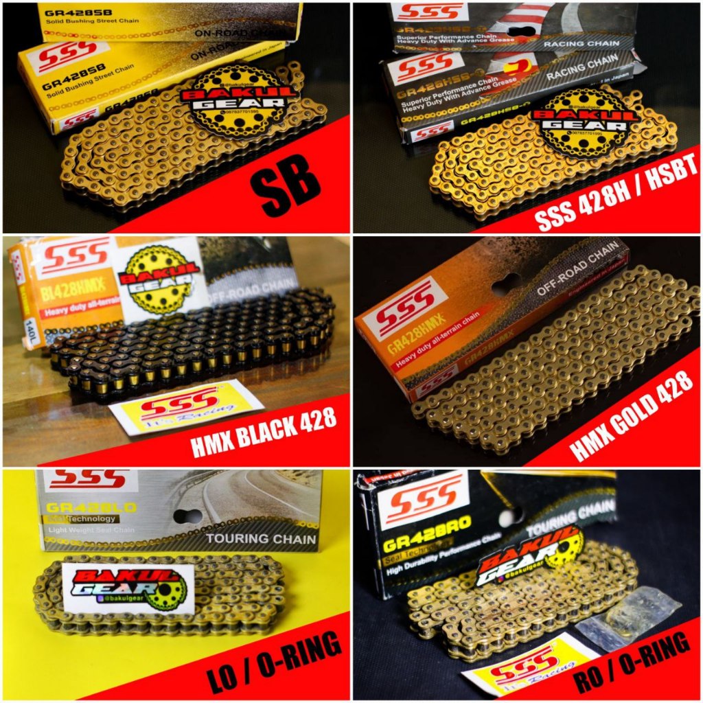Rantai SSS 428 415 Gold Merah Biru Hijau Ungu Oren SB HSB HSBT HMX ORING