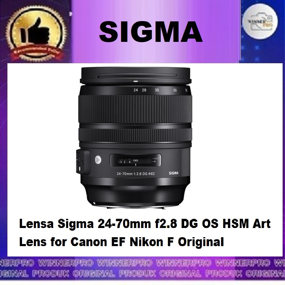 Lensa Sigma 24-70mm f2.8 DG OS HSM Art Lens for Canon EF Nikon F Original