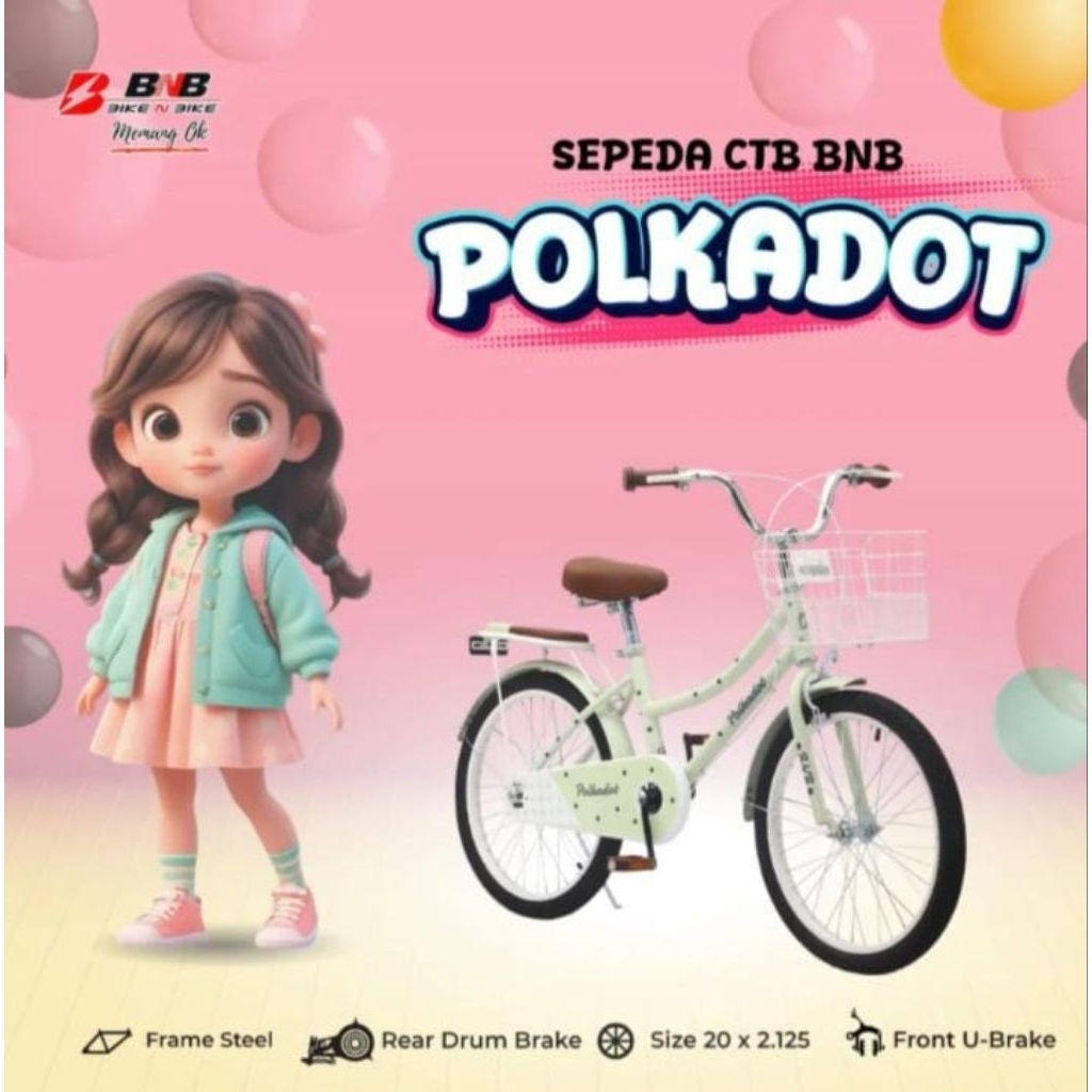 sepeda mini BNB 20in polkadot