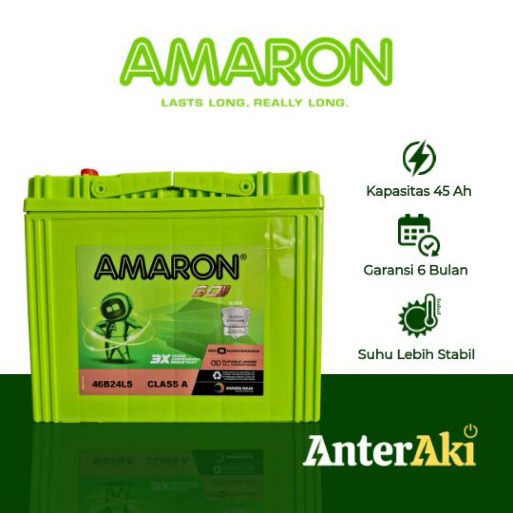 AMARON GO 46B24LS Aki Mobil Vios, Yaris, Civic, Mazda 2, Accord, CRV, HRV, Corolla Altis NS60LS Accu